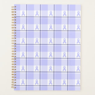 Stomach Cancer Awareness Plaid Periwinkle Ribbon Planner