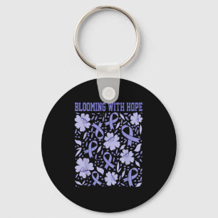 Stomach Cancer Boho Flower Bloom With Hope Periwin Keychain