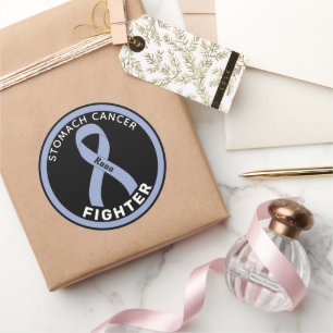 Stomach Cancer Fighter Ribbon Black Round Sticker