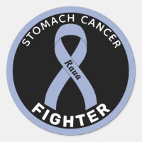 Stomach Cancer Fighter Ribbon Black Round Sticker