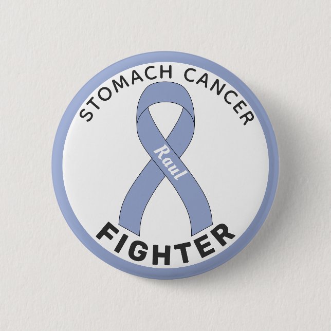 Stomach Cancer Fighter Ribbon White Button (Front)
