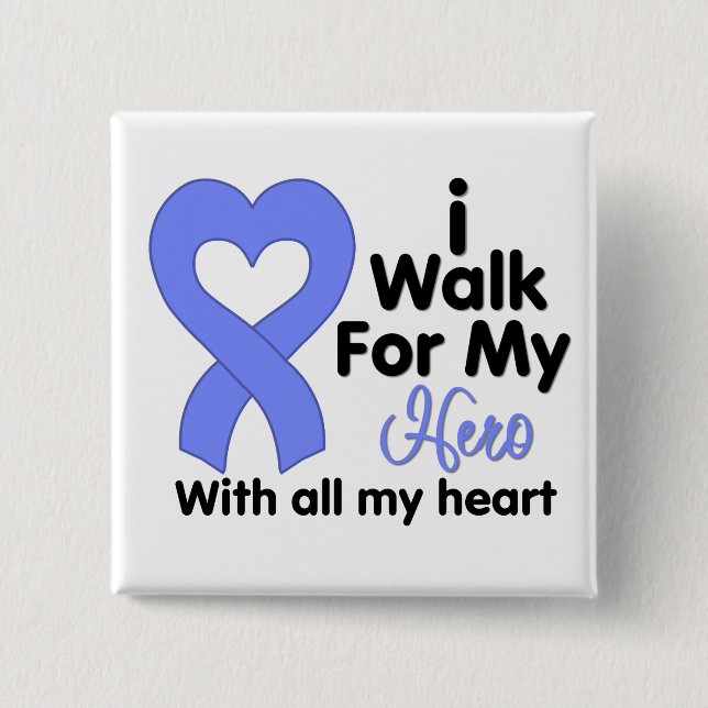 Stomach Cancer I Walk For My Hero 2 Inch Square Button (Front)