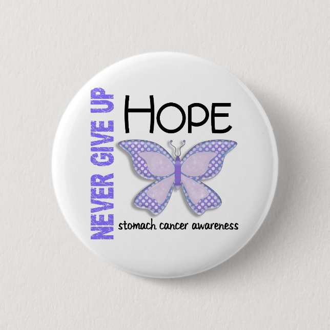 Stomach Cancer Never Give Up Hope Butterfly 4.1 2 Inch Round Button (Front)