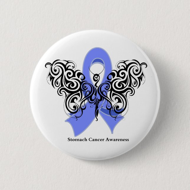 Stomach Cancer Tribal Butterfly 2 Inch Round Button (Front)