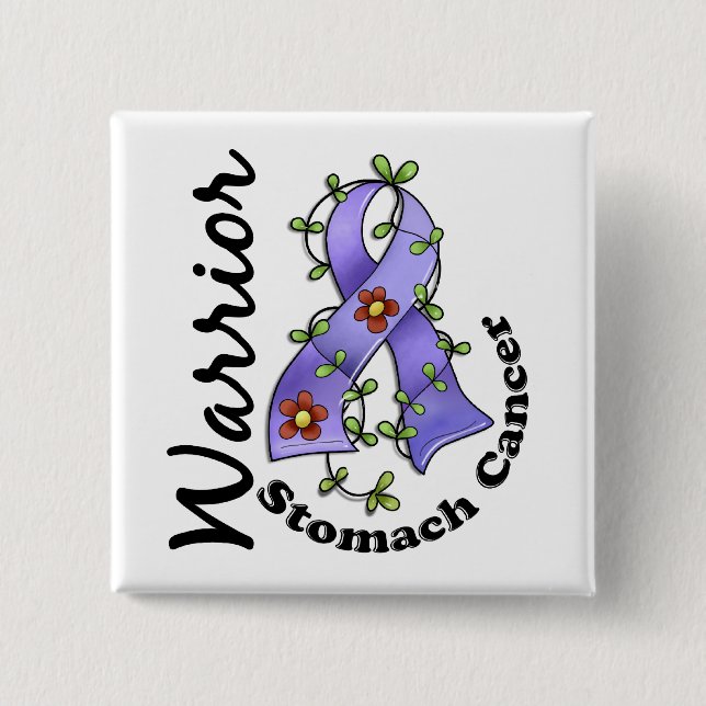 Stomach Cancer Warrior 15 2 Inch Square Button (Front)
