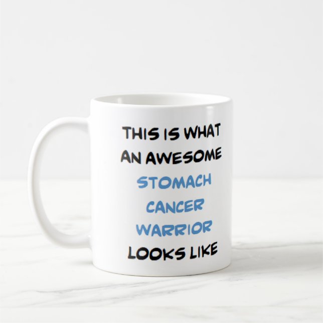 stomach cancer warrior, awesome coffee mug (Left)
