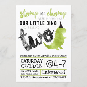 Stomp and Chomp Dinosaur Invitation Dino Invite