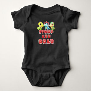 Stomp and Roar, Funny Dinosaur Kids Baby Bodysuit