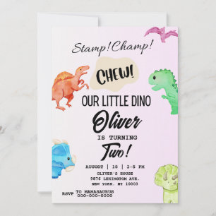 STOMP CHOMP AND CHEW Dinosaur Birthday Invitation