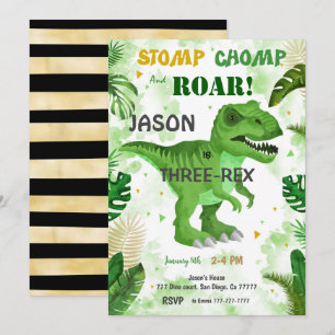 STOMP CHOMP And ROAR! Its Dinosaur Birthday Invitation