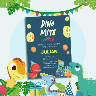 Stomp Chomp Dinomite Party Dinosaur Birthday Invitation
