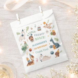 Stomp Chomp Rawr Dinosaur Boy 1st Birthday Paper Favour Bag