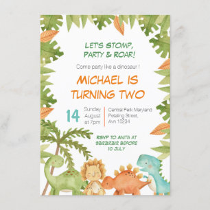 Stomp Chomp Roar Dino Invitation Anniversaire