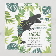 Stomp Chomp Roar Dinosaur Birthday Invitation