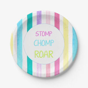 Stomp chomp roar dinosaur theme paper plate