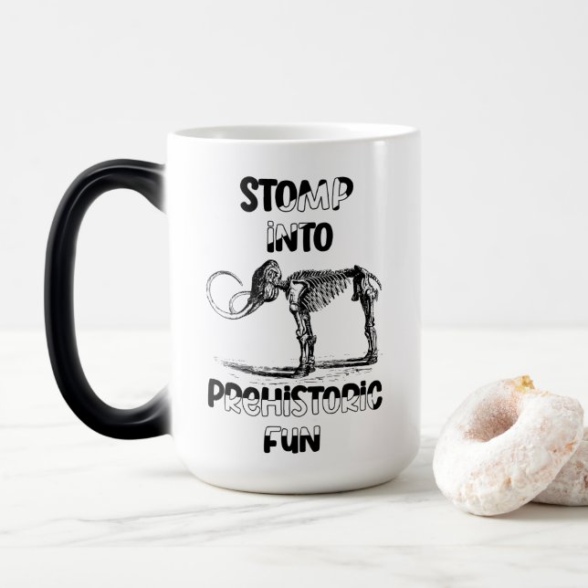 Stomp Into Prehistoric Fun - Mammoth Skeleton Magic Mug (With Donut)