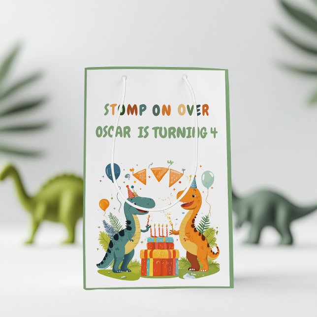 "Stomp On Over Dinosaur Birthday  Medium Gift Bag (Creator Uploaded)