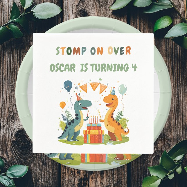 "Stomp On Over Dinosaur Birthday  Napkin (Creator Uploaded)