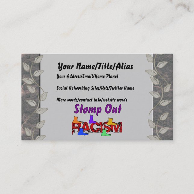 Stomp Out Racism Business Card (Front)