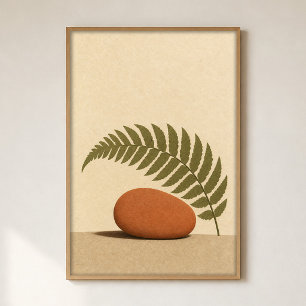Stone and Fern Watercolour Cottagecore Art Poster
