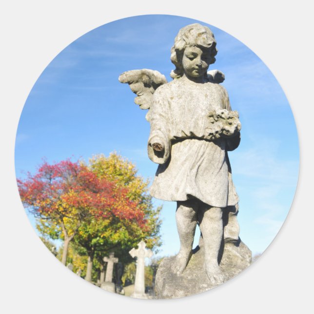 Stone angel classic round sticker (Front)