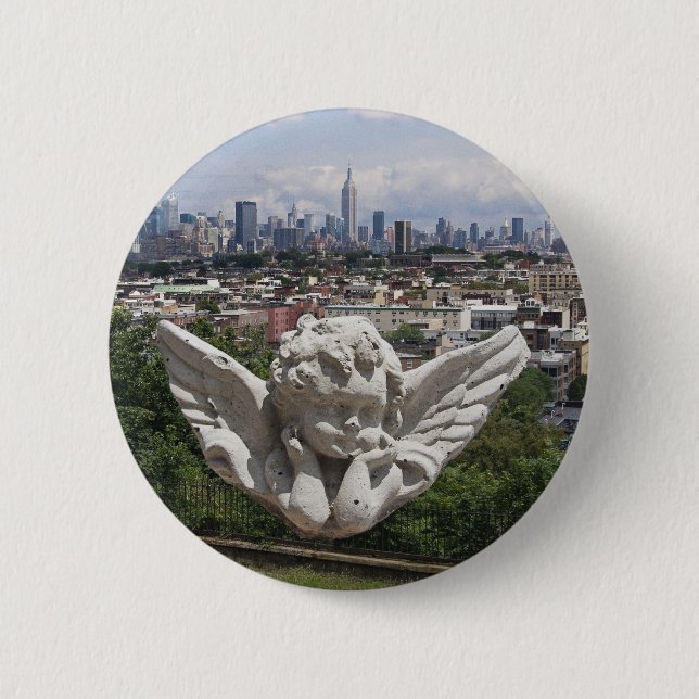 Stone Angel views Manhattan 2 Inch Round Button (Front)