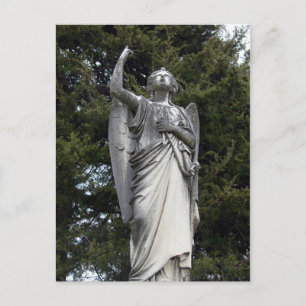 Stone Angel with Pine Trees in Background Postcard