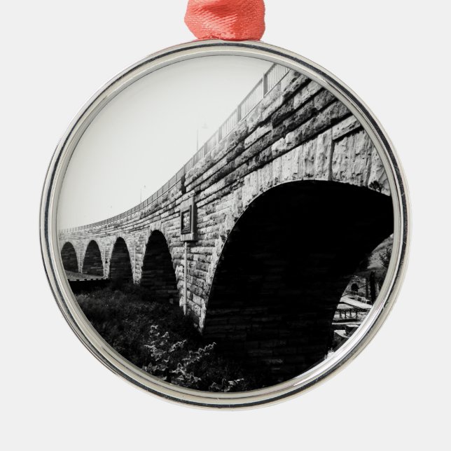 Stone Arch Bridge Metal Ornament (Front)