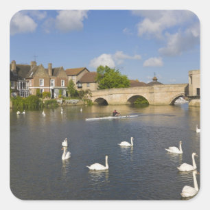 Stone arched bridge and River Ouse, St Ives, Square Sticker