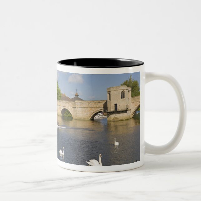 Stone arched bridge and River Ouse, St Ives, Two-Tone Coffee Mug (Right)