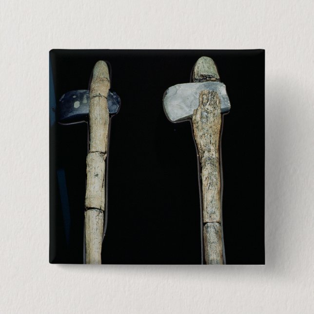 Stone Axes, prehistoric 2 Inch Square Button (Front)