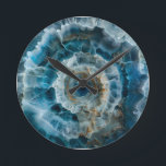 Stone Blue Macro Photo Agate Marble  Round Clock<br><div class="desc">This design may be personalized by choosing the Edit Design option. You may also transfer onto other items. Contact me at colorflowcreations@gmail.com or use the chat option at the top of the page if you wish to have this design on another product or need assistance with this design. I am...</div>