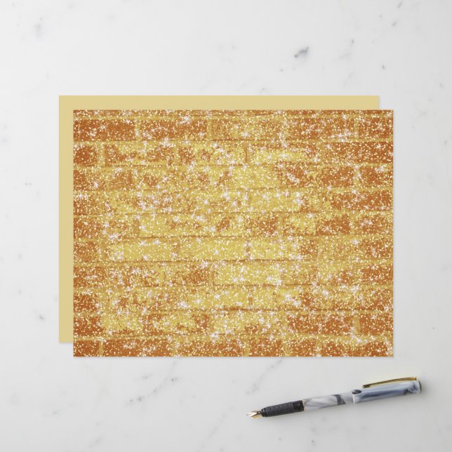 Stone Brick Texture Gold Glitter Decoupage (Front/Back In Situ)