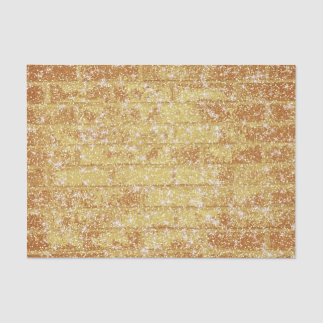 Stone Brick Texture Gold Glitter Decoupage Tissue Paper (Front)