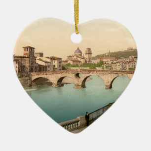 Stone Bridge and San Giorgio, Verona, Italy Ceramic Ornament