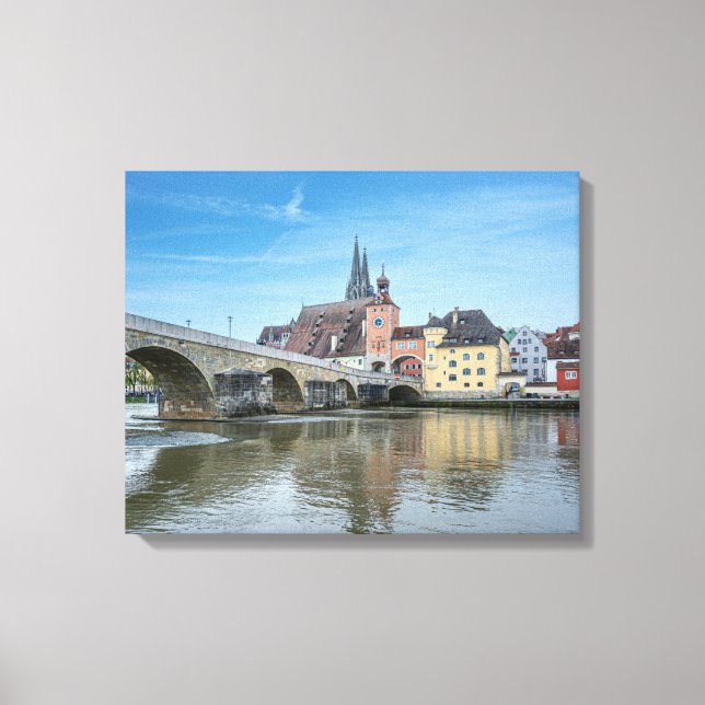 Stone Bridge in Regensburg, Germany Canvas Print (Front)