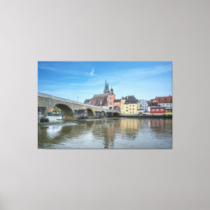 Stone Bridge in Regensburg, Germany Canvas Print