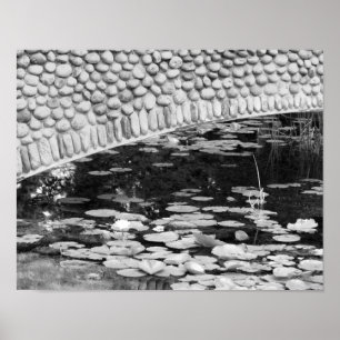 Stone Bridge Lily Pond Black White Print