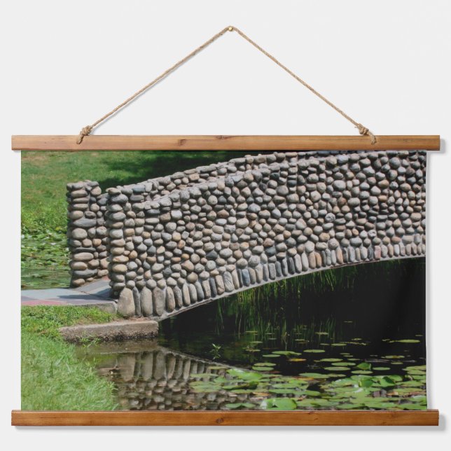 Stone Bridge Lilypads Nature  Hanging Tapestry (Front)