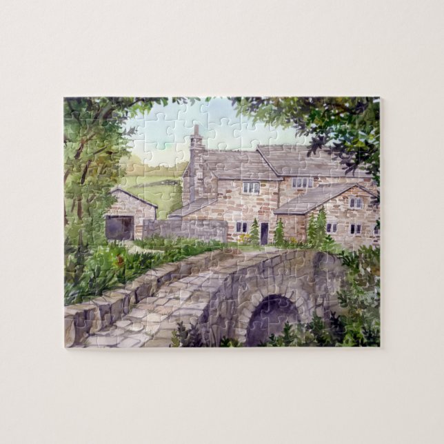 Stone Bridge Watercolor Painting Jigsaw Puzzle (Horizontal)