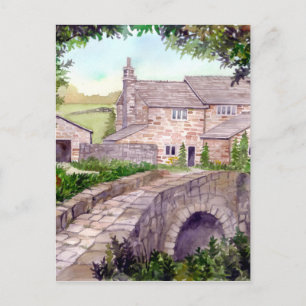 Stone Bridge Watercolor Painting Postcard