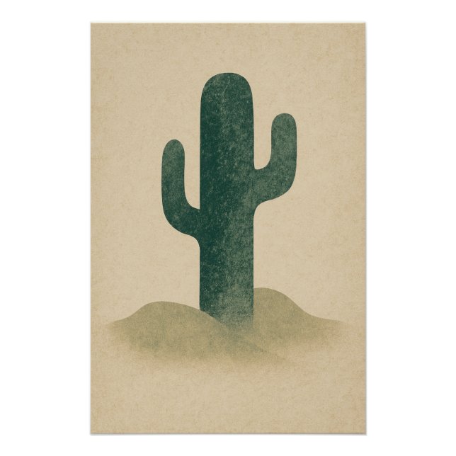 Stone cactus on beige background poster (Front)