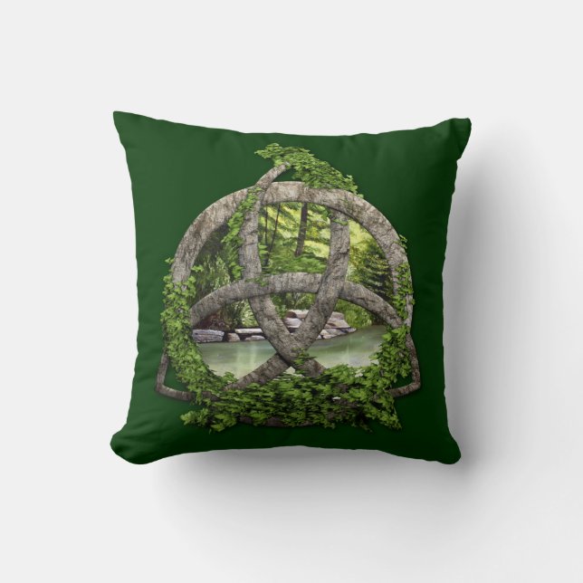 Stone Celtic Trinity Knot Throw Pillow (Front)