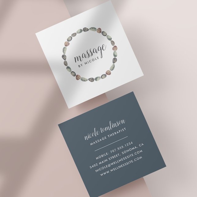 Stone Circle | Massage or Wellness Square Business Card (Creator Uploaded)
