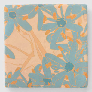Stone Coaster Contemporary Leaf Design in Peach