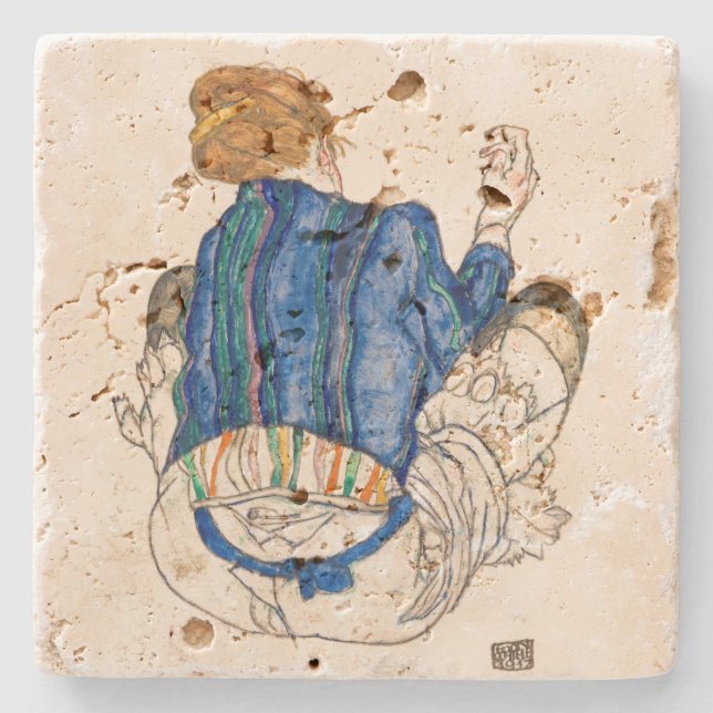 STONE COASTER : EGON SCHIELE : SEATED WOMAN (Front)