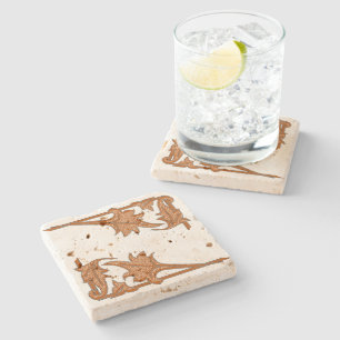 Stone Coaster - Leafy Brackets