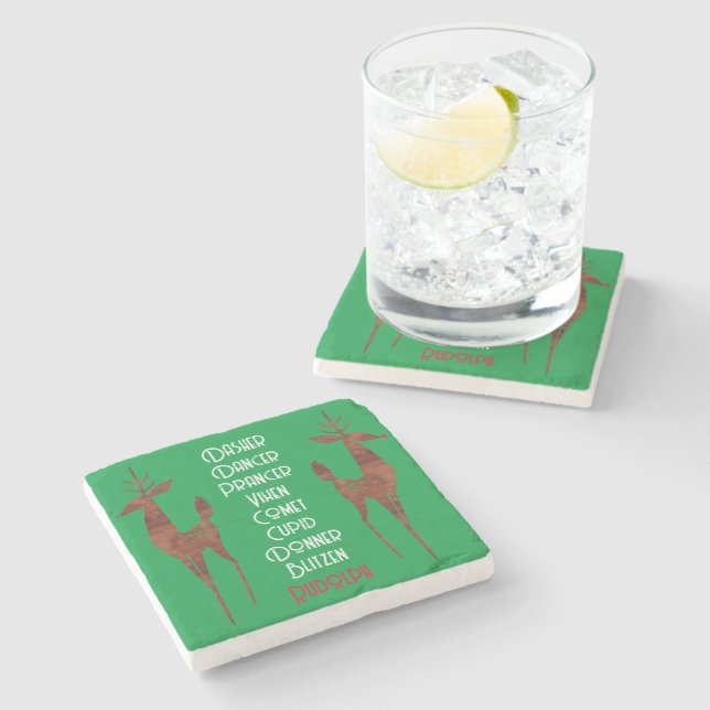 Stone Coaster -  Santa's Reindeer -Rudolph  (Side)