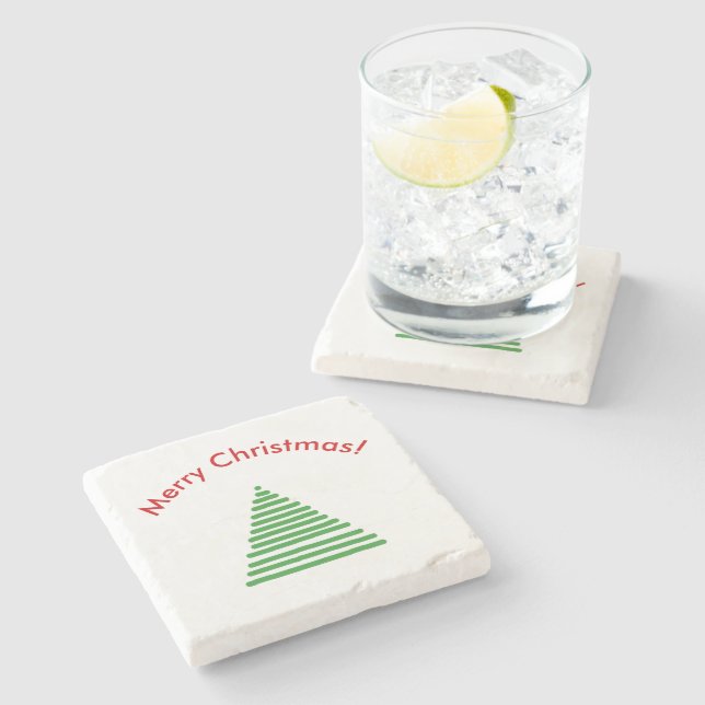 Stone Coaster - Stylized Tree with Curved Text (Side)