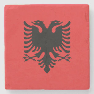 Stone coaster with Flag of Albania